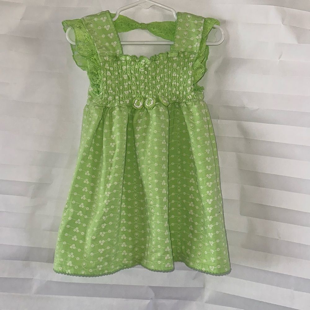 Little Lass Girls Blouse 6X – Sleeveless Floral Print, Spring Green/White